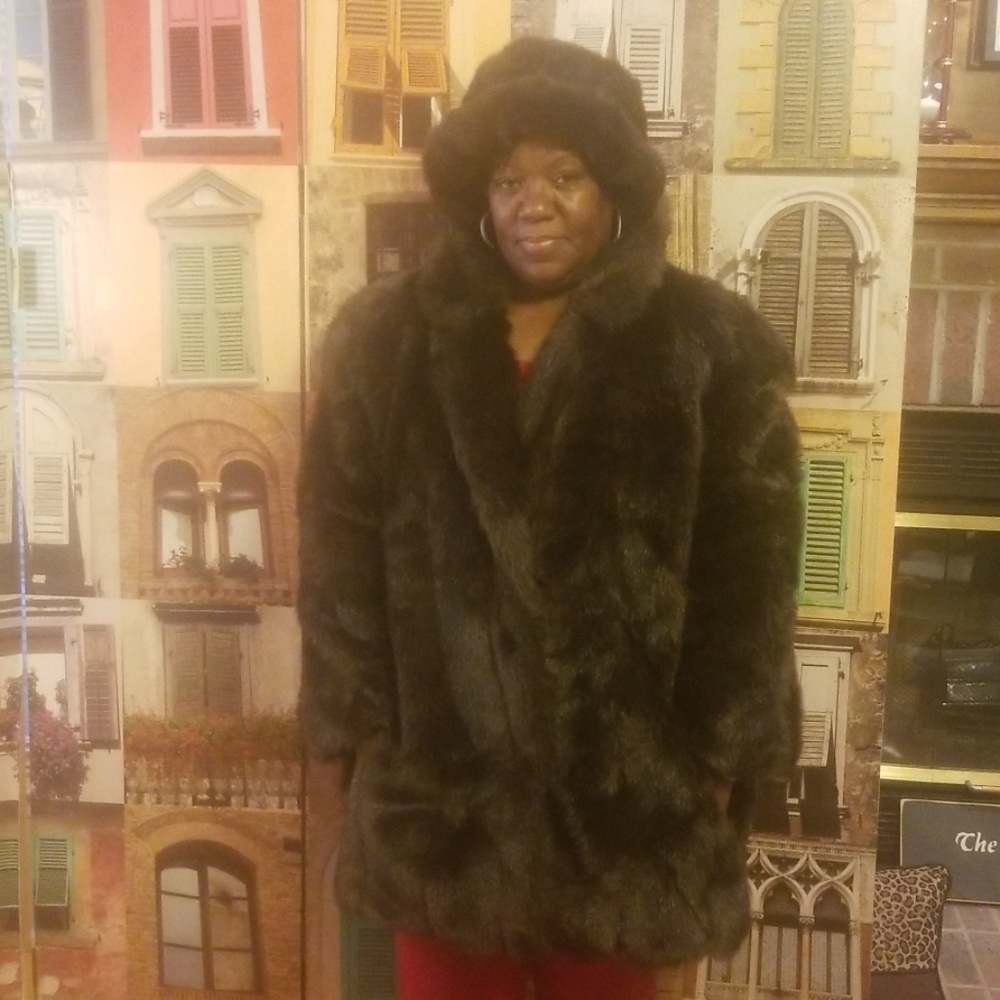 2pc faux fur hat & coat.  Size 20